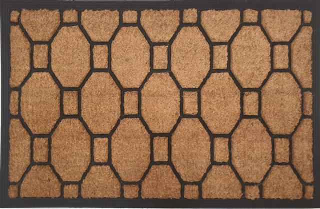 Doormat Rubber Coir Embossed Geometric